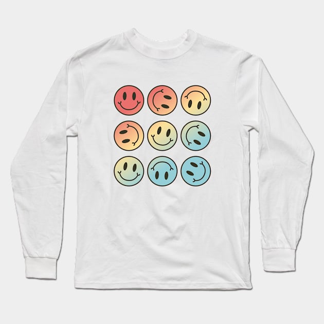 Smiley Face Pattern Long Sleeve T-Shirt by Taylor Thompson Art